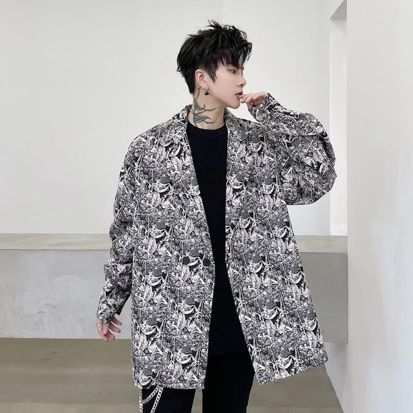 men's suits & blazers autumn print blazer fashion business society mens suit jacket korean loose casual dress men oversized outwear m-x, White;black
men's suits & blazers autumn print blazer fashion business society mens suit jacket korean loose casual dress men oversized outwear m-x, White;black