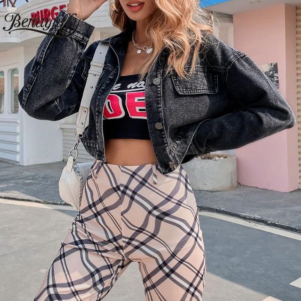 women's jackets benuynffy black long sleeve crop denim jacket women 2021 autumn casual streetwear boyfriend loose jean coat outerwear, Black;brown
women's jackets benuynffy black long sleeve crop denim jacket women 2021 autumn casual streetwear boyfriend loose jean coat outerwear, Black;brown