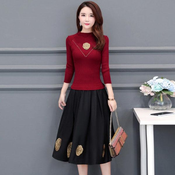 casual dresses fashion dress women bottoming is thin knitted temperament spring autumn round neck embroidered flower vestidos f206, Black;gray
casual dresses fashion dress women bottoming is thin knitted temperament spring autumn round neck embroidered flower vestidos f206, Black;gray