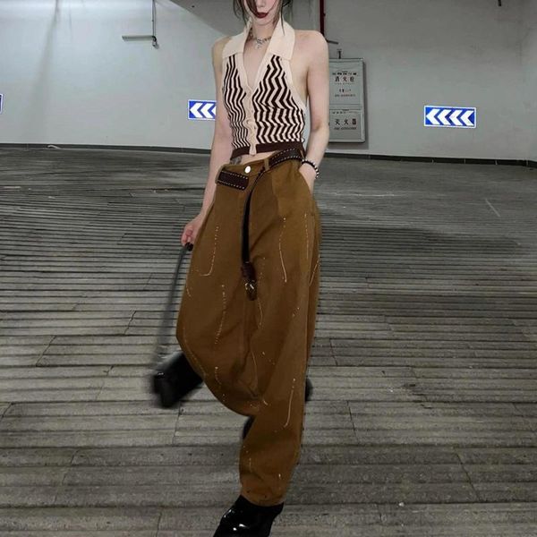 women's jeans brown woman high waist denim pants harem straight leg cyber y2k wide pant trousers loose streetwear, Blue
women's jeans brown woman high waist denim pants harem straight leg cyber y2k wide pant trousers loose streetwear, Blue