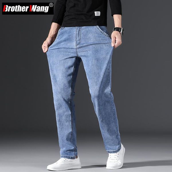 men's jeans brother wang 2021 autumn light blue straight fashion casual all-match stretch denim pants male brand trousers
men's jeans brother wang 2021 autumn light blue straight fashion casual all-match stretch denim pants male brand trousers