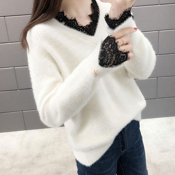 women's sweaters women black lace hollow long sleeve pullover sweater ladies v neck jumper out knitwear white blue, White;black
women's sweaters women black lace hollow long sleeve pullover sweater ladies v neck jumper out knitwear white blue, White;black
