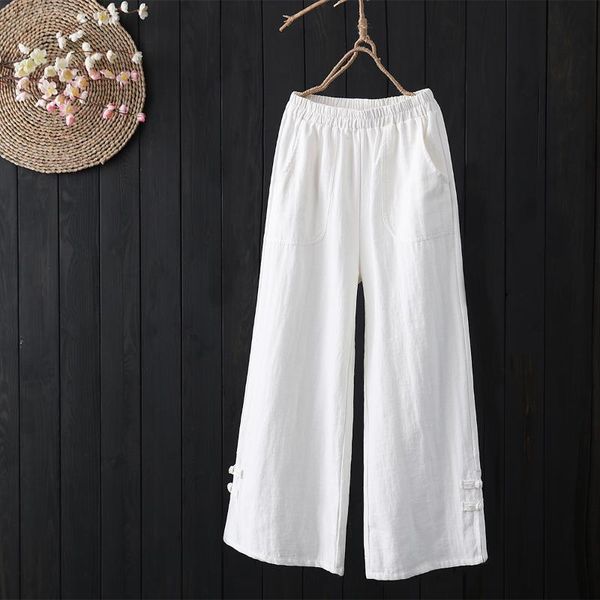 women's pants & capris chinese style zen meditate buckle wide leg women cotton linen full length trousers elastic waist, Black;white
women's pants & capris chinese style zen meditate buckle wide leg women cotton linen full length trousers elastic waist, Black;white