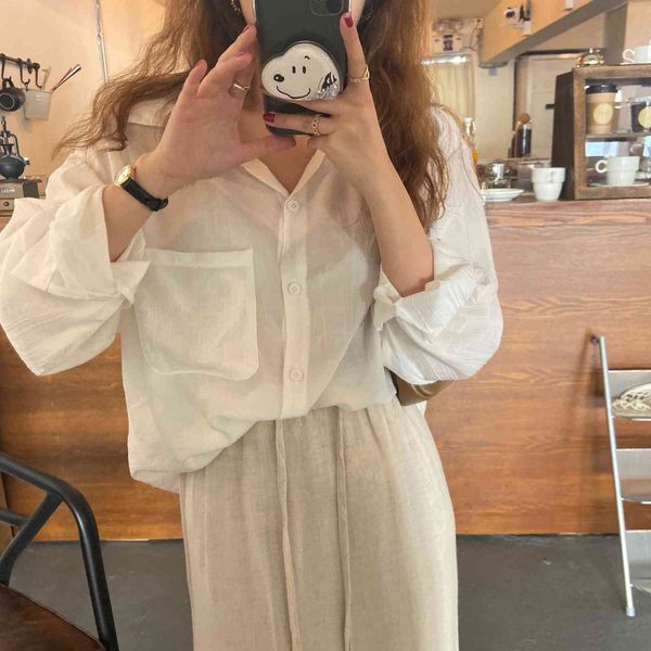 women's blouses & shirts 2021 retro sunscreen casual girls all match solid chic stylish prom vintage sweet femme streetwear 33hs, White
women's blouses & shirts 2021 retro sunscreen casual girls all match solid chic stylish prom vintage sweet femme streetwear 33hs, White