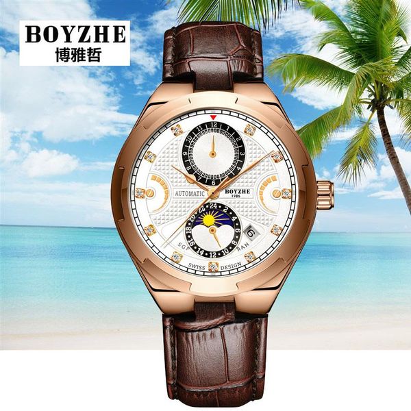 wristwatches boyzhe moon phase watch men mechanical automatic calendar military amry watches mens sports leather reloj hombre, Slivery;brown
wristwatches boyzhe moon phase watch men mechanical automatic calendar military amry watches mens sports leather reloj hombre, Slivery;brown