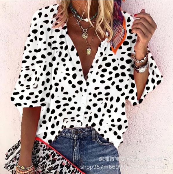 fashion t-shirts 2021 summer new women's shirt irregular polka dot print cardigan top, White
fashion t-shirts 2021 summer new women's shirt irregular polka dot print cardigan top, White