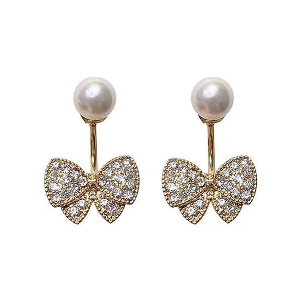925 sterling silver zircon bow pearl stud earring cute girl birthday party exquisite jewelry earrings gift, Golden;silver
925 sterling silver zircon bow pearl stud earring cute girl birthday party exquisite jewelry earrings gift, Golden;silver