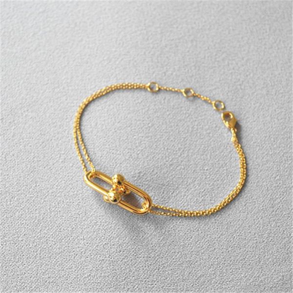 charm bracelets ins cold wind korean drama floor female host with the same group rose wears double u-button bracelet, Golden;silver
charm bracelets ins cold wind korean drama floor female host with the same group rose wears double u-button bracelet, Golden;silver
