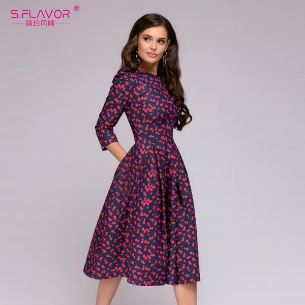 s.flavor women elegant a-line midi dress vintage printing party vestidos three quarter sleeve women spring summer casual dress, Black;gray
s.flavor women elegant a-line midi dress vintage printing party vestidos three quarter sleeve women spring summer casual dress, Black;gray
