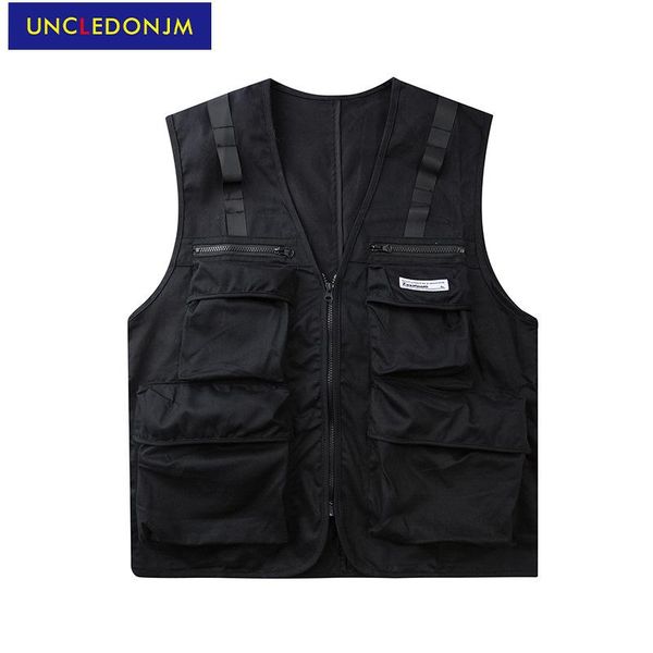 men's vests uncledonjm functional style multi pocket tooling vest ribbon bf harajuku fashion sleeveless jacket techwear 916, Black;white
men's vests uncledonjm functional style multi pocket tooling vest ribbon bf harajuku fashion sleeveless jacket techwear 916, Black;white