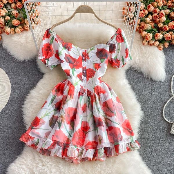 casual dresses summer court style flower print waist closing bubble sleeve small man ruffle square neck dress women, Black;gray
casual dresses summer court style flower print waist closing bubble sleeve small man ruffle square neck dress women, Black;gray