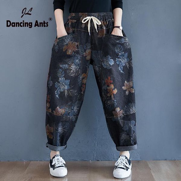 women print jeans harem casual elastic high waist long length plus size denim pants lace up autumn female loose trousers women's, Blue
women print jeans harem casual elastic high waist long length plus size denim pants lace up autumn female loose trousers women's, Blue