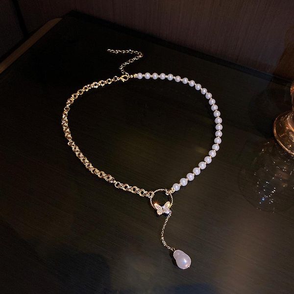 pendant necklaces fyuan korean style butterfly crystal choker for women long pearl statement jewelry, Silver 
pendant necklaces fyuan korean style butterfly crystal choker for women long pearl statement jewelry, Silver