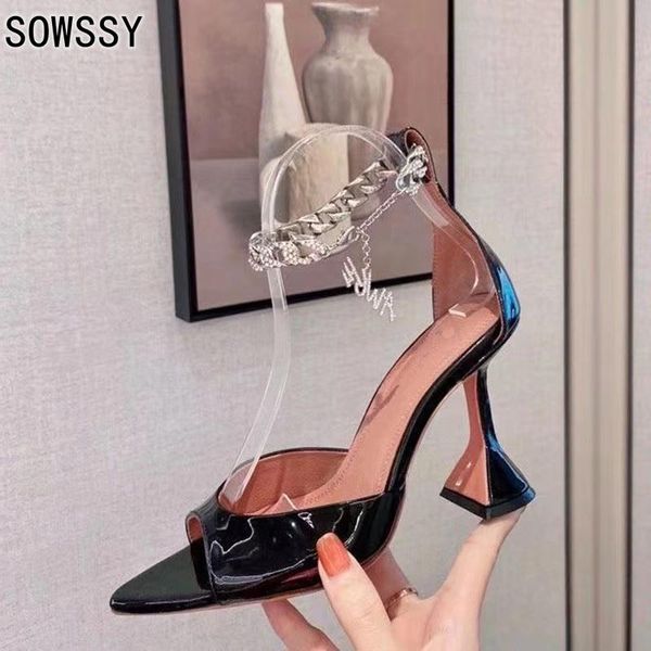 runway cup high heel pumps pointed peep toe shiny leather woman sandals ankle chain buckle party dress shoes for ladies, Black
runway cup high heel pumps pointed peep toe shiny leather woman sandals ankle chain buckle party dress shoes for ladies, Black