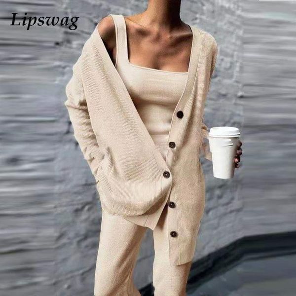 women's two piece pants casual knitted outfit tracksuit spring autumn women three set tank +long cardigan coat +long matching suit femm, White
women's two piece pants casual knitted outfit tracksuit spring autumn women three set tank +long cardigan coat +long matching suit femm, White