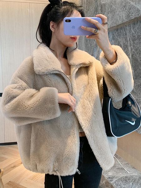 women's fur & faux women 2021 winter real lamb coat female fashion zipper loose warm overcoat ladies sheep shearing outwears v1, Black
women's fur & faux women 2021 winter real lamb coat female fashion zipper loose warm overcoat ladies sheep shearing outwears v1, Black