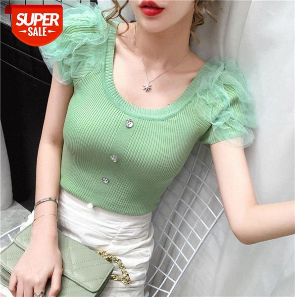 ice silk women mesh stitching puff sleeve thin knitted short-sleeved t-shirt small shirt #677o, Black;gray
ice silk women mesh stitching puff sleeve thin knitted short-sleeved t-shirt small shirt #677o, Black;gray