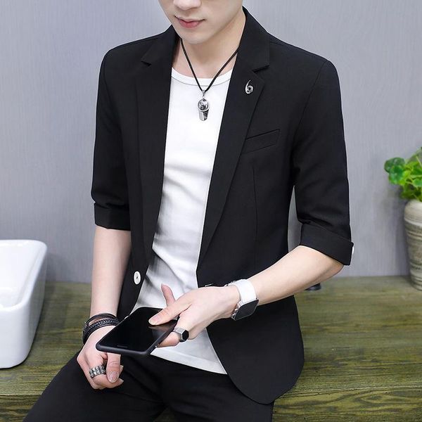 men's suits & blazers suit seven sleeve summer thin medium korean slim hairdresser short single west fashion handsome loose coat, White;black
men's suits & blazers suit seven sleeve summer thin medium korean slim hairdresser short single west fashion handsome loose coat, White;black