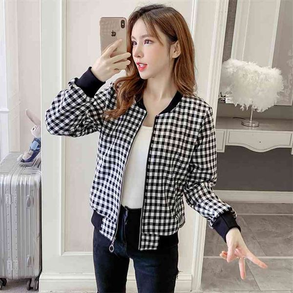 autumn simple casual ladies short jacket women's loose plaid baseball uniform women 210510, Black;brown
autumn simple casual ladies short jacket women's loose plaid baseball uniform women 210510, Black;brown
