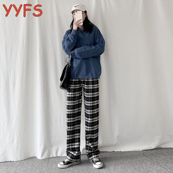 women's pants & capris women plaid retro elastic waist korean casual all-match pant lady spring 2021 straight leisure loose street long, Black;white
women's pants & capris women plaid retro elastic waist korean casual all-match pant lady spring 2021 straight leisure loose street long, Black;white