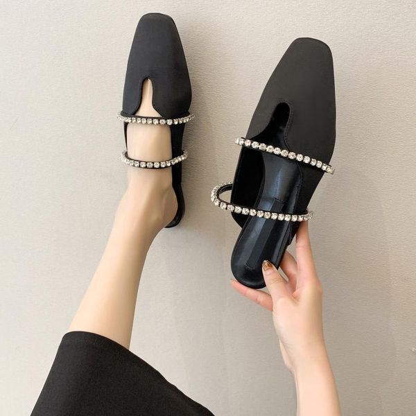 korean fashion temperament baotou half slippers flat rhinestone lazy sandals and, Black
korean fashion temperament baotou half slippers flat rhinestone lazy sandals and, Black