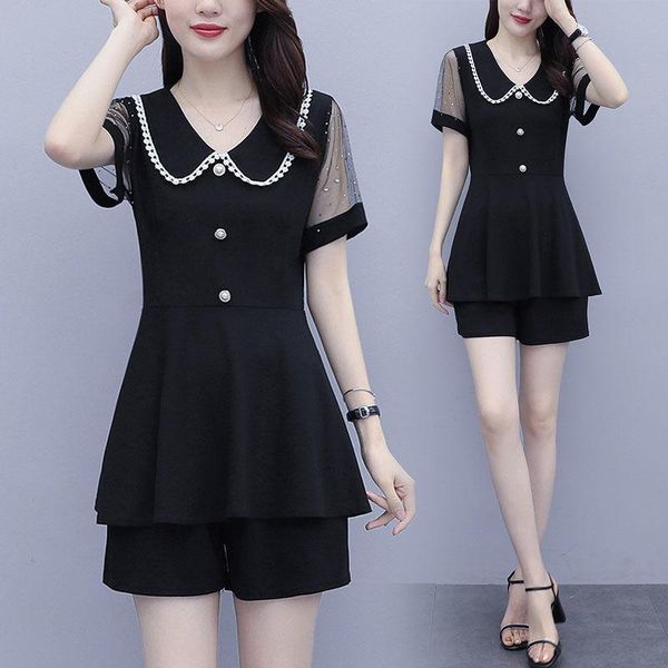 women's tracksuits women 2021 summer fashion two-piece suits female mesh short sleeve ladies high waist loose wide legs shorts sets q1, Gray
women's tracksuits women 2021 summer fashion two-piece suits female mesh short sleeve ladies high waist loose wide legs shorts sets q1, Gray