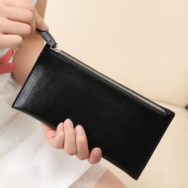 card holders slim genuine leather wallet women simple holder cover fashion long zipper phone purse clutch bag, Brown;gray
card holders slim genuine leather wallet women simple holder cover fashion long zipper phone purse clutch bag, Brown;gray
