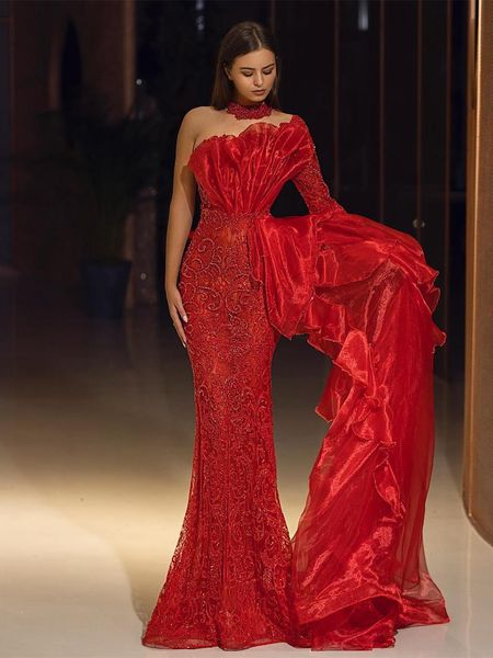 party dresses attractive red lace mermaid evening with wrap skirt one shoulder beaded long bridal prom dress unique neckline gown, White;black
party dresses attractive red lace mermaid evening with wrap skirt one shoulder beaded long bridal prom dress unique neckline gown, White;black