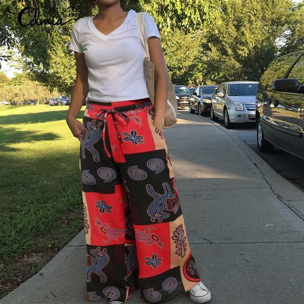 women's pants & capris plus size trousers celmia vintage high waist printed wide leg 2021 fashion casual loose kaftan pantalones femme, Black;white
women's pants & capris plus size trousers celmia vintage high waist printed wide leg 2021 fashion casual loose kaftan pantalones femme, Black;white
