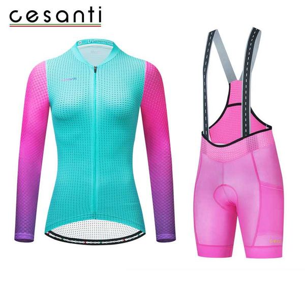 cesanti 2021 summer women cycling jersey long sleeve and bib shorts sets gel pad cool silky female bicycle clothing comfortable racing, Black;blue
cesanti 2021 summer women cycling jersey long sleeve and bib shorts sets gel pad cool silky female bicycle clothing comfortable racing, Black;blue