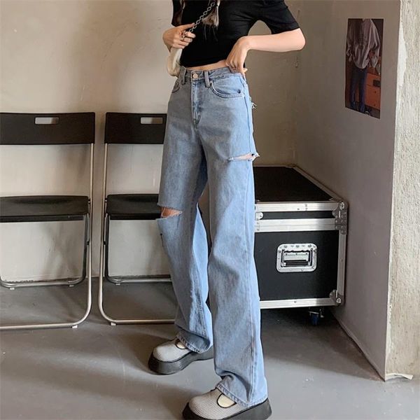 women's jeans fafa floor worn summer 2021 chic high waist loose straight wide leg pants, Blue
women's jeans fafa floor worn summer 2021 chic high waist loose straight wide leg pants, Blue
