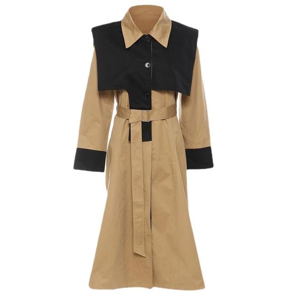women's trench coats women khaki big size belted long coat lapel sleeve loose fit windbreaker fashion spring autumn 2021, Tan;black
women's trench coats women khaki big size belted long coat lapel sleeve loose fit windbreaker fashion spring autumn 2021, Tan;black