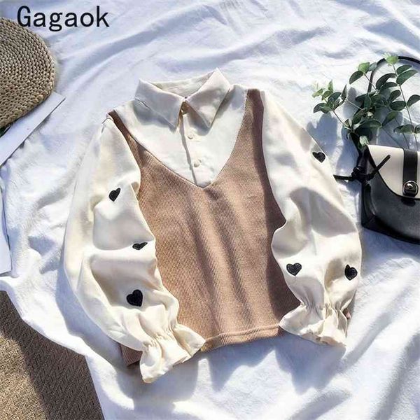 sweet fake two shirt women spring autumn patchwork embroidery flare sleeve loose wild and blouses k3946 210531, White
sweet fake two shirt women spring autumn patchwork embroidery flare sleeve loose wild and blouses k3946 210531, White