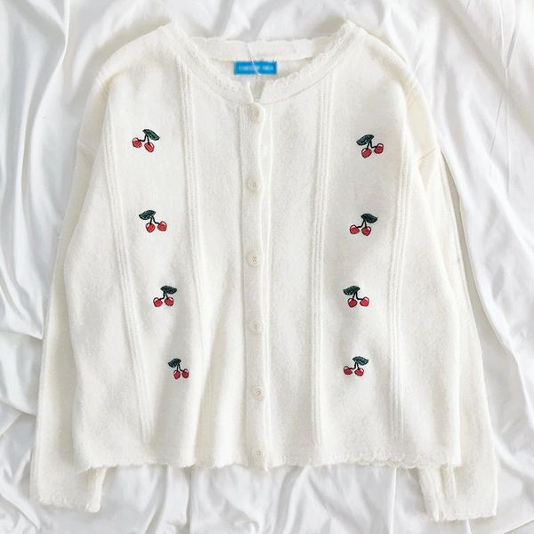 women's knits & tees korean fashion cherry embroidered knitted women cardigan lovely gothic long sleeve oversize female sweater jumper, White
women's knits & tees korean fashion cherry embroidered knitted women cardigan lovely gothic long sleeve oversize female sweater jumper, White