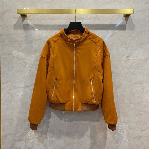 women's jackets streetwear brown suede coats for women 3d cut stand collar slim high-end brand zipper pocket autumn 2021, Black;brown
women's jackets streetwear brown suede coats for women 3d cut stand collar slim high-end brand zipper pocket autumn 2021, Black;brown