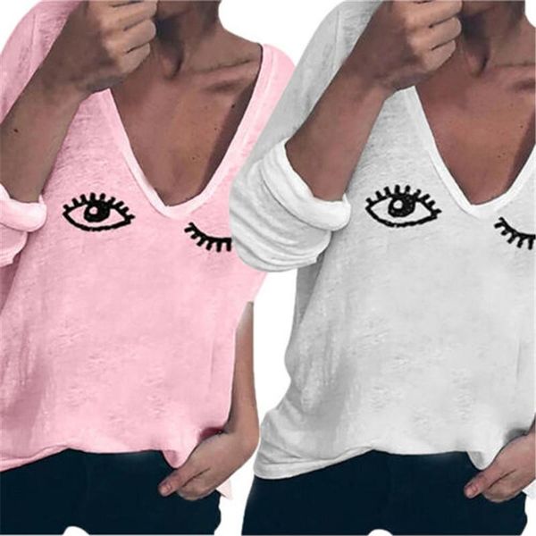 fashion women ladies long sleeve t shirt 2021 summer spring female t-shirts plus size eyelashes printed casual tee women's t-shirt, White
fashion women ladies long sleeve t shirt 2021 summer spring female t-shirts plus size eyelashes printed casual tee women's t-shirt, White