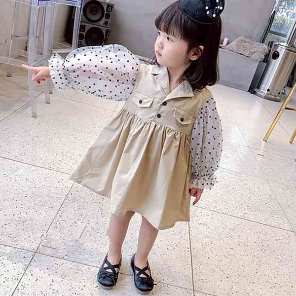 spring autumn lapel kids clothes girls dress fashion polka dot puff sleeve stitching princess casual girl 210515, Red;yellow
spring autumn lapel kids clothes girls dress fashion polka dot puff sleeve stitching princess casual girl 210515, Red;yellow