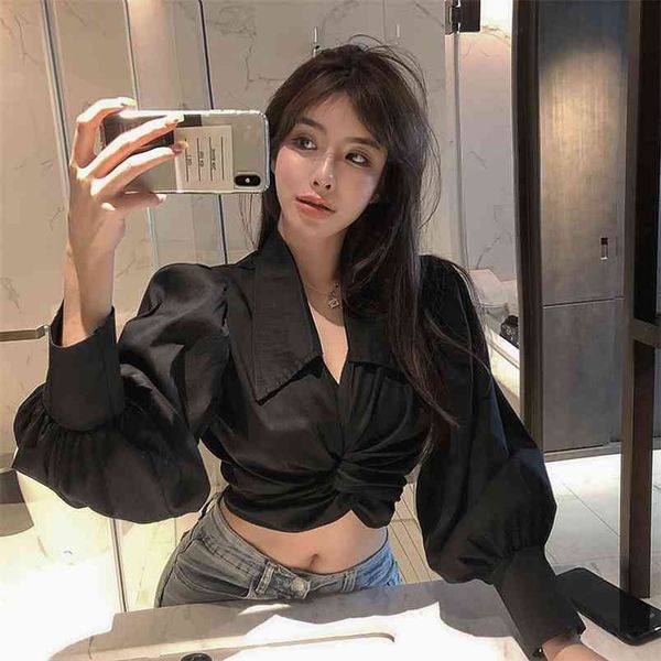 spring temperament fashion blouse female lapel puff sleeve blusa self-cultivation with a twisted short shirt c687 210506, White
spring temperament fashion blouse female lapel puff sleeve blusa self-cultivation with a twisted short shirt c687 210506, White