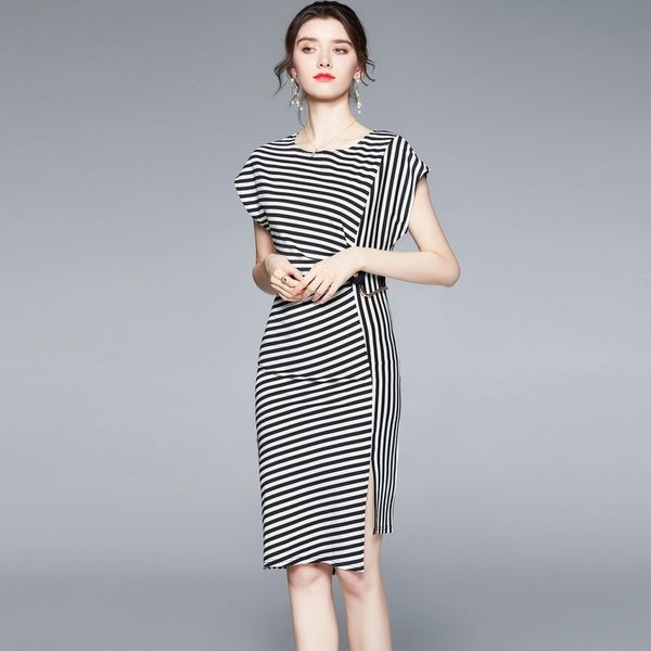 casual dresses women summer elegant fashion ol style o-neck short sleeve striped patchwork a-line slim na9z, Black;gray
casual dresses women summer elegant fashion ol style o-neck short sleeve striped patchwork a-line slim na9z, Black;gray