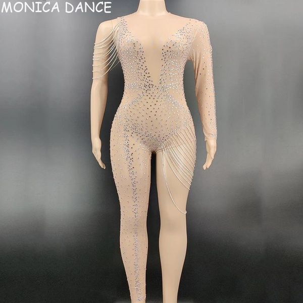 women mesh silver rhinestone chain transparent jumpsuit one sleeve legging birthday celebrate outfit dancer women's jumpsuits & rompers, Black;white
women mesh silver rhinestone chain transparent jumpsuit one sleeve legging birthday celebrate outfit dancer women's jumpsuits & rompers, Black;white