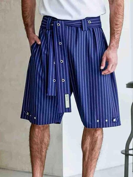 men's shorts blue striped belt five points casual 2021 summer fashion business loose clothing, White;black
men's shorts blue striped belt five points casual 2021 summer fashion business loose clothing, White;black