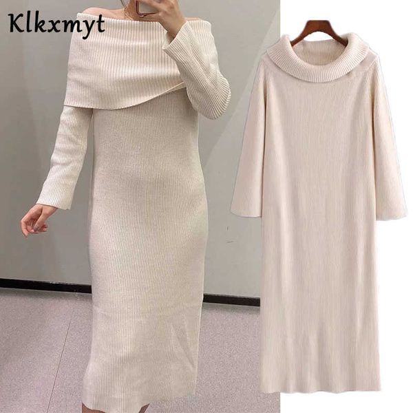 klkxmyt za dress women autumn fashion slash neck midi vintage long sleeve slim female es vestidos mujer 210527, Black;gray
klkxmyt za dress women autumn fashion slash neck midi vintage long sleeve slim female es vestidos mujer 210527, Black;gray