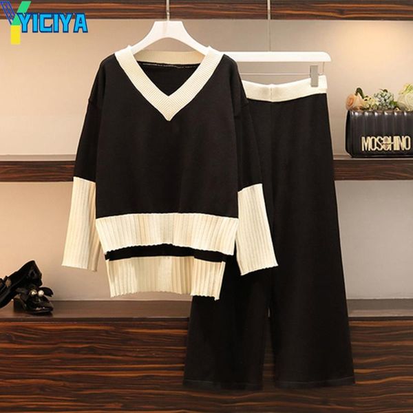 women's two piece pants yiciya tracksuit women long sleeve sweater set soft and warm knit v-neck winter knitted suit y2k female top, White
women's two piece pants yiciya tracksuit women long sleeve sweater set soft and warm knit v-neck winter knitted suit y2k female top, White