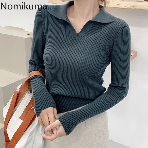 nomikuma fashion knitted pullover women casual slim sweater solid color long sleeve jumpers turn down collar basic 3d611 210514, White;black
nomikuma fashion knitted pullover women casual slim sweater solid color long sleeve jumpers turn down collar basic 3d611 210514, White;black