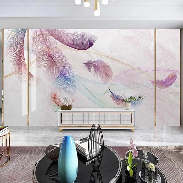 custom po mural self adhesive wallpaper modern watercolor pink feather line marble painting living room tv background wall wallpapers
custom po mural self adhesive wallpaper modern watercolor pink feather line marble painting living room tv background wall wallpapers