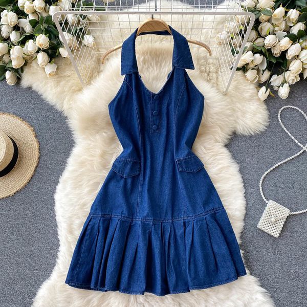 two piece dress blue demin women fashion summer halter neck sleeveless high waist a-line pleated backless club party mini jea, White
two piece dress blue demin women fashion summer halter neck sleeveless high waist a-line pleated backless club party mini jea, White