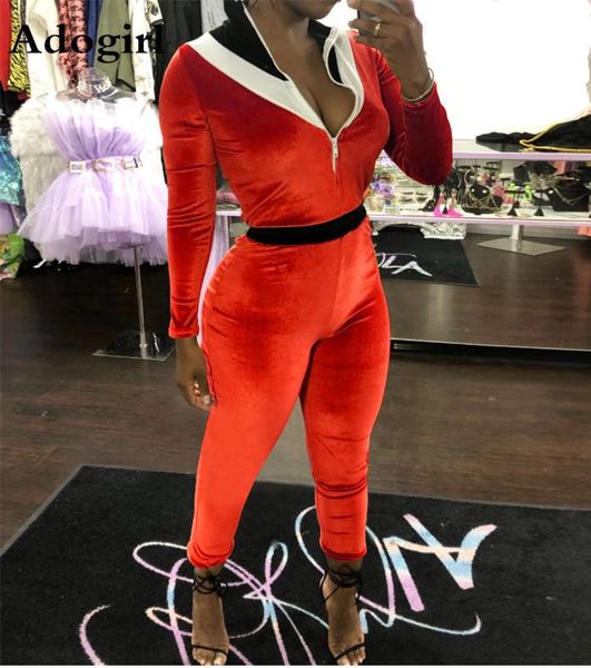 women's jumpsuits & rompers colorful patchwork velvet tights bodycon jumpsuit women front zipper o neck long sleeve pencil pants casual, Black;white
women's jumpsuits & rompers colorful patchwork velvet tights bodycon jumpsuit women front zipper o neck long sleeve pencil pants casual, Black;white