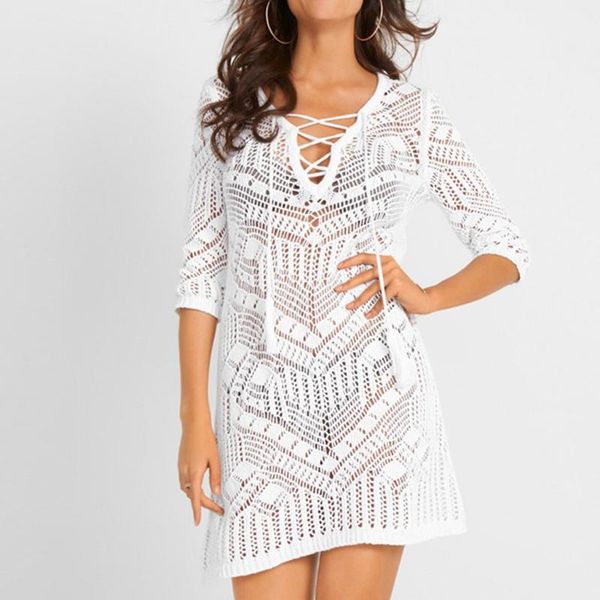 white bikini cover up summer tassel solid lace v-neck loose overall swimwear beach dress women's, White;black
white bikini cover up summer tassel solid lace v-neck loose overall swimwear beach dress women's, White;black