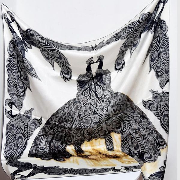 scarves 100% real silk scarf lace peacock print women fashion elegant wraps neckerchief 35"x35", Blue;gray
scarves 100% real silk scarf lace peacock print women fashion elegant wraps neckerchief 35"x35", Blue;gray