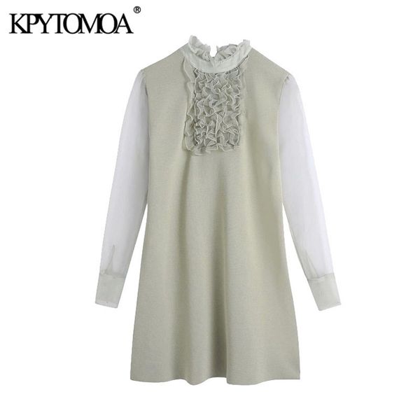 women chic fashion with organza ruffled knitted mini dress vintage high neck long sleeve female dresses mujer 210421, Black;gray
women chic fashion with organza ruffled knitted mini dress vintage high neck long sleeve female dresses mujer 210421, Black;gray